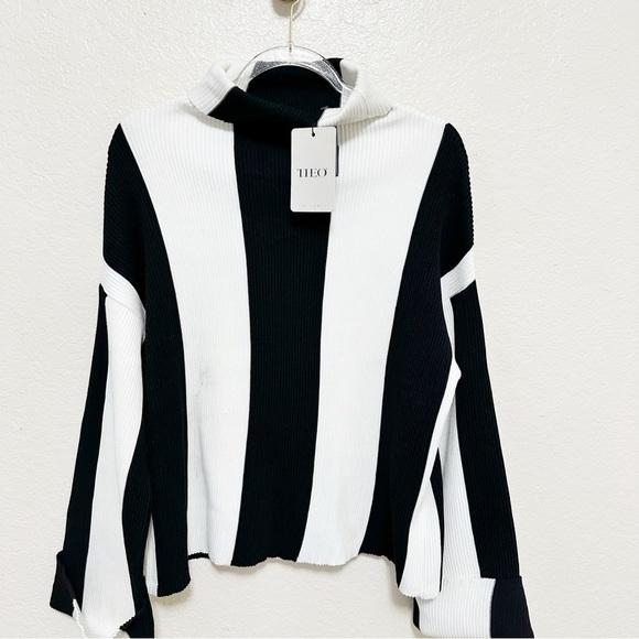 New Theo the label Minerra Knit Striped Mock Neck size S - Picture 4 of 10